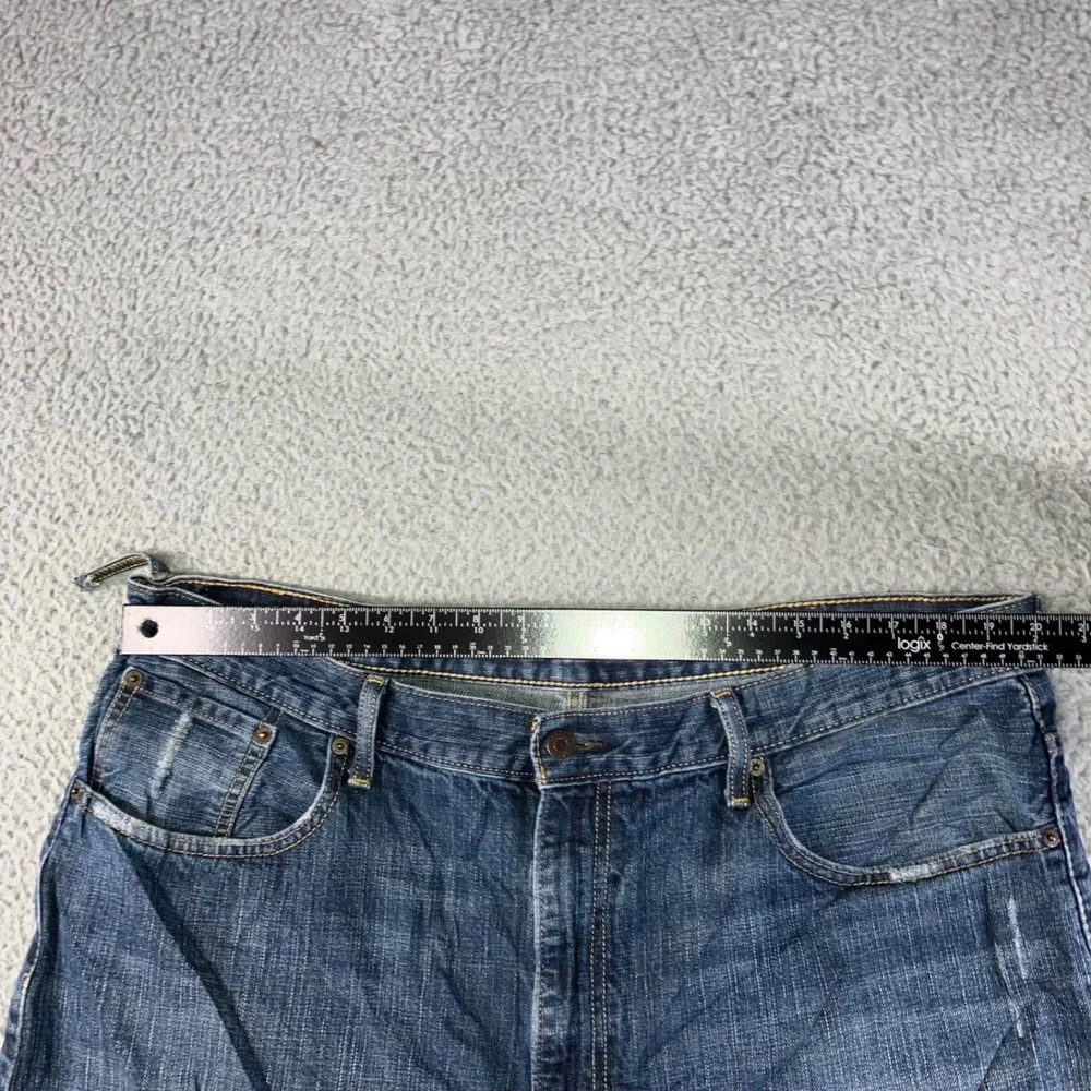 Levis 569 Denim Shorts Men 40 Blue‎ Loose Dark Wash Jorts Whiskered y2k Skater